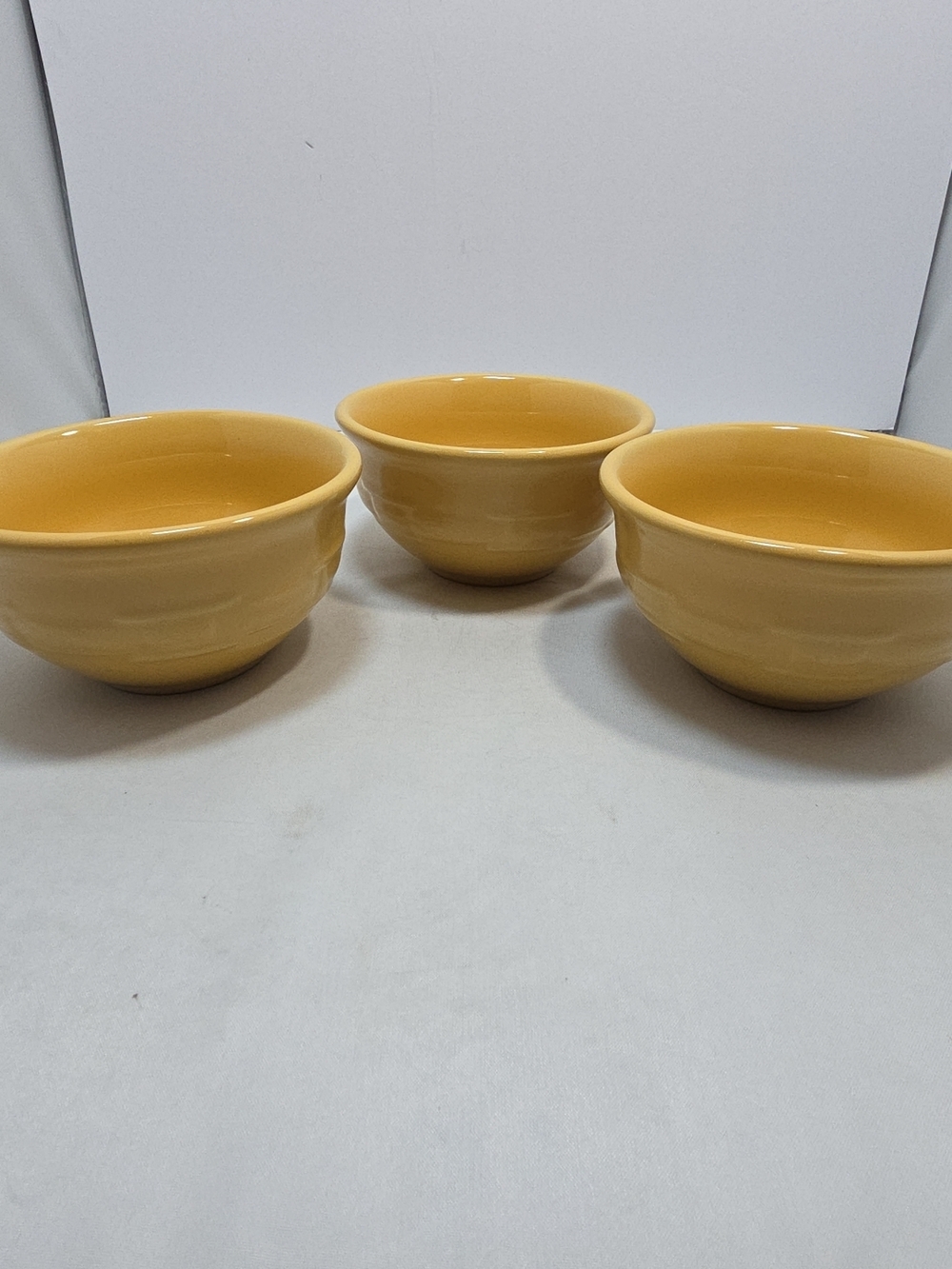 Longaberger Yellow Ceramic Mixing Bowls - Set of 3